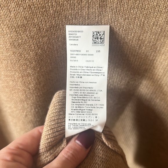 Hugo Boss | Tan Turtleneck Virgin Wool Landera Poncho One Size - Picture 7 of 7